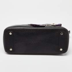 Pre Owned DKNY Black Leather Butterfly Embellished Paige Satchel