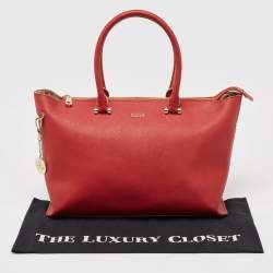 DKNY Red Leather Bryant Park Top Zip Tote