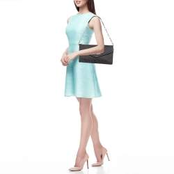 Pre Owned Dkny Black Monogram Canvas and Leather Envelope Flap Shoulder Bag