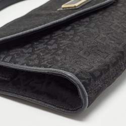 Pre Owned Dkny Black Monogram Canvas and Leather Envelope Flap Shoulder Bag