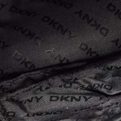 Pre Owned Dkny Black Monogram Canvas and Leather Envelope Flap Shoulder Bag