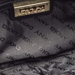 Pre Owned Dkny Black Monogram Canvas and Leather Envelope Flap Shoulder Bag