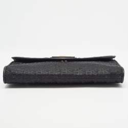 Pre Owned Dkny Black Monogram Canvas and Leather Envelope Flap Shoulder Bag