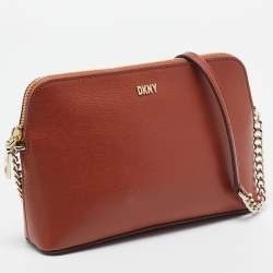 DKNY Brown Leather Dome Crossbody Bag