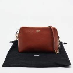 DKNY Brown Leather Dome Crossbody Bag