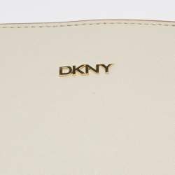 DKNY Ivory Leather Top Zip Chain Tote