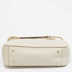 DKNY Ivory Leather Top Zip Chain Tote