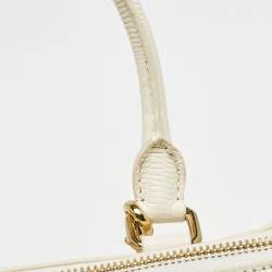 DKNY Off White Lizard Embossed Leather Top Zip Tote