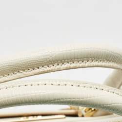 DKNY Off White Lizard Embossed Leather Top Zip Tote