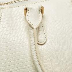 DKNY Off White Lizard Embossed Leather Top Zip Tote