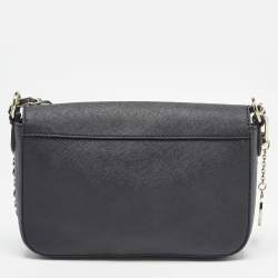 Pre Owned Dkny Black Leather Bryant Park Flap Shoulder Bag