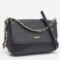 Pre Owned Dkny Black Leather Bryant Park Flap Shoulder Bag