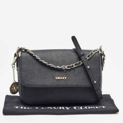 Pre Owned Dkny Black Leather Bryant Park Flap Shoulder Bag