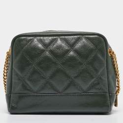 Pre Owned Dkny Green Quilted Glossy Leather Sofia Crossbody Bag