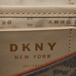 DKNY Brown Signature Coated Canvas and Leather Top Handle Bag