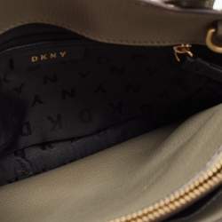 DKNY Grey/Beige Signature Coated Canvas and Leather Padlock Charm Tote