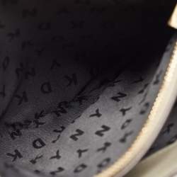 DKNY Grey/Beige Signature Coated Canvas and Leather Padlock Charm Tote
