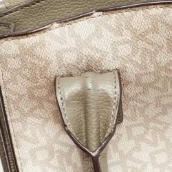 DKNY Grey/Beige Signature Coated Canvas and Leather Padlock Charm Tote