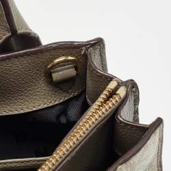 DKNY Grey/Beige Signature Coated Canvas and Leather Padlock Charm Tote