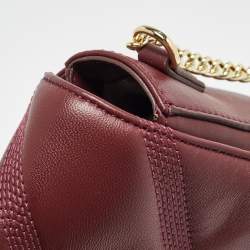 Pre Owned DKNY Burgundy Quilted Leather Becca Flap Shoulder Bag