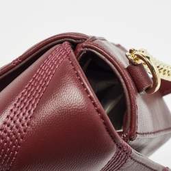 Pre Owned DKNY Burgundy Quilted Leather Becca Flap Shoulder Bag