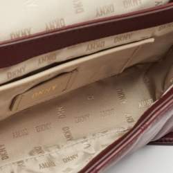 Pre Owned DKNY Burgundy Quilted Leather Becca Flap Shoulder Bag
