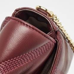 Pre Owned DKNY Burgundy Quilted Leather Becca Flap Shoulder Bag