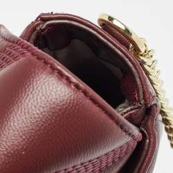 Pre Owned DKNY Burgundy Quilted Leather Becca Flap Shoulder Bag