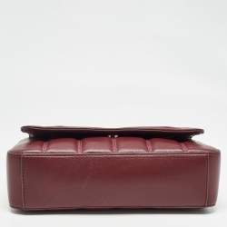 Pre Owned DKNY Burgundy Quilted Leather Becca Flap Shoulder Bag