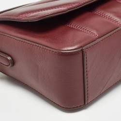 Pre Owned DKNY Burgundy Quilted Leather Becca Flap Shoulder Bag