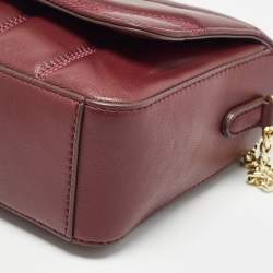 Pre Owned DKNY Burgundy Quilted Leather Becca Flap Shoulder Bag
