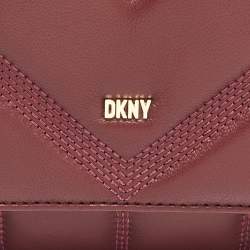 Pre Owned DKNY Burgundy Quilted Leather Becca Flap Shoulder Bag