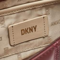 Pre Owned DKNY Burgundy Quilted Leather Becca Flap Shoulder Bag