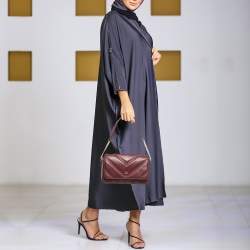 Pre Owned DKNY Burgundy Quilted Leather Becca Flap Shoulder Bag