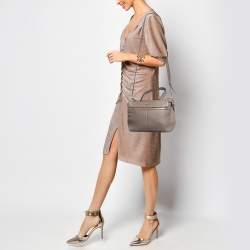 DKNY Grey Leather Front Zip Top Handle Bag