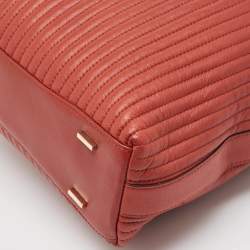 Pre Owned DKNY Brick Brown Leather Pinstripe Gansevoort Tote