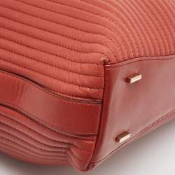 Pre Owned DKNY Brick Brown Leather Pinstripe Gansevoort Tote