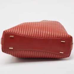 Pre Owned DKNY Brick Brown Leather Pinstripe Gansevoort Tote