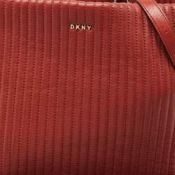 Pre Owned DKNY Brick Brown Leather Pinstripe Gansevoort Tote