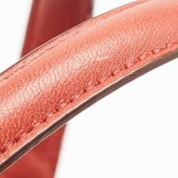 Pre Owned DKNY Brick Brown Leather Pinstripe Gansevoort Tote