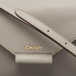 DKNY Grey Leather Bryant Park Edge Flap Crossbody Bag