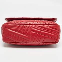 Pre Owned DKNY Red Quilted Leather Allen Flap Shoulder Bag