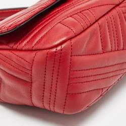 Pre Owned DKNY Red Quilted Leather Allen Flap Shoulder Bag