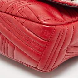 Pre Owned DKNY Red Quilted Leather Allen Flap Shoulder Bag