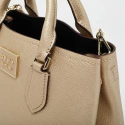 Pre Owned DKNY Gold Leather Medium Bianca Tote