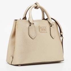 Pre Owned DKNY Gold Leather Medium Bianca Tote