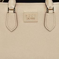 Pre Owned DKNY Gold Leather Medium Bianca Tote