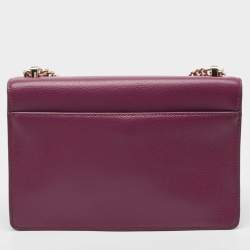 Pre Owned DKNY Burgundy Leather Elissa Flap Shoulder Bag