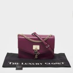 Pre Owned DKNY Burgundy Leather Elissa Flap Shoulder Bag