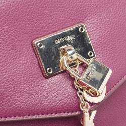 Pre Owned DKNY Burgundy Leather Elissa Flap Shoulder Bag
